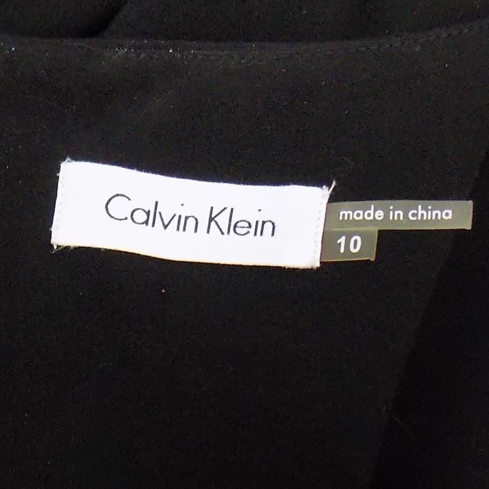 Calvin Klein Sleeveless Zip Back Belted Dress Black/Tan/White Size 10 NWT - Picture 9 of 13